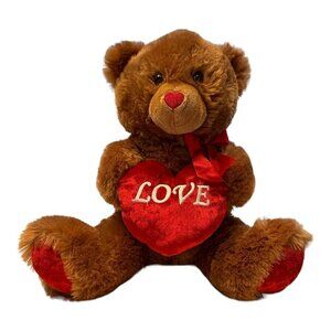Walmart Valentine Brown Bear 15 inches Red Heart Love Dream Plush Stuffed Animal